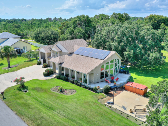 A house with solar panels on the roof.