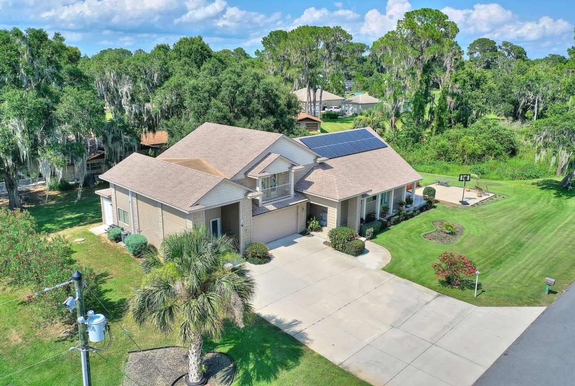 A house with solar panels on the roof.