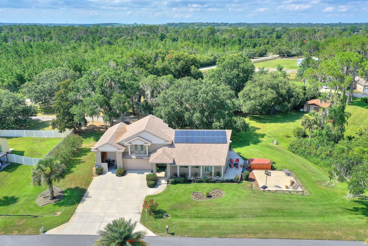 A house with solar panels on the roof.