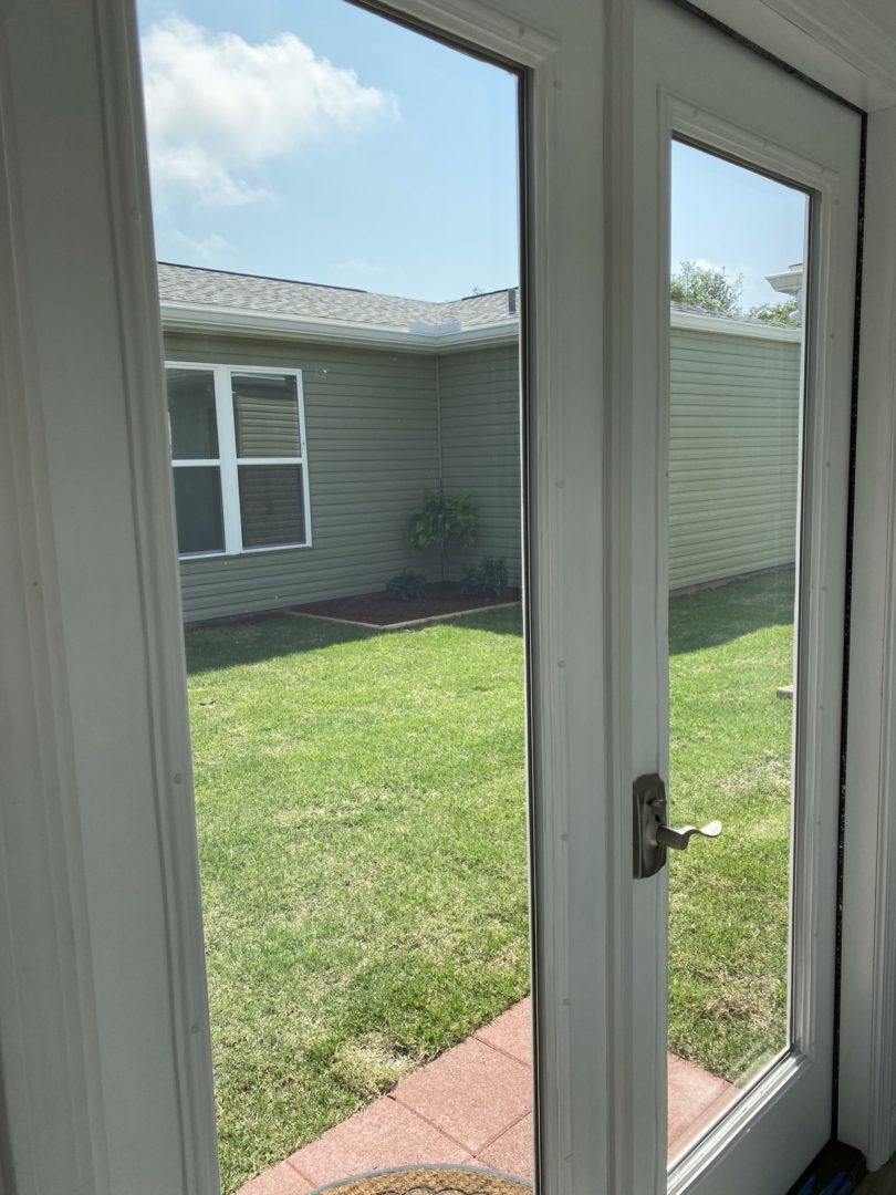 A view of the back yard from outside.